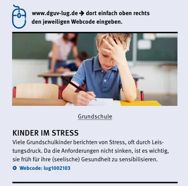 DGUV-Fachbeitrag Kinder im Stress